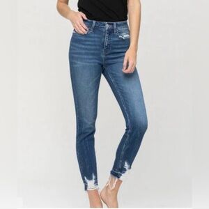 VERVET by Flying Monkey High Rise Released Distressed Hem Crop Skinny Size 16
